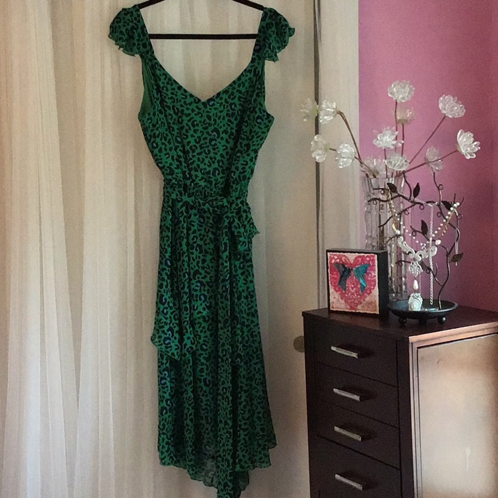 Ruffle Animal Print Dress with Belt